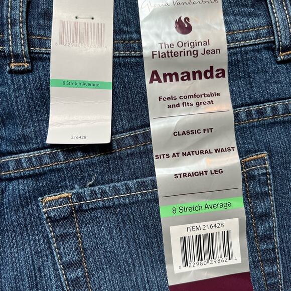 NWT Gloria Vanderbilt Jeans - Amanda Blue Straight Leg Classic Fit - 8 - Picture 4 of 12